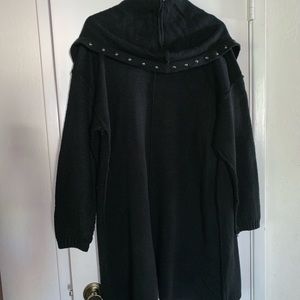 Tunic length open front cardigan